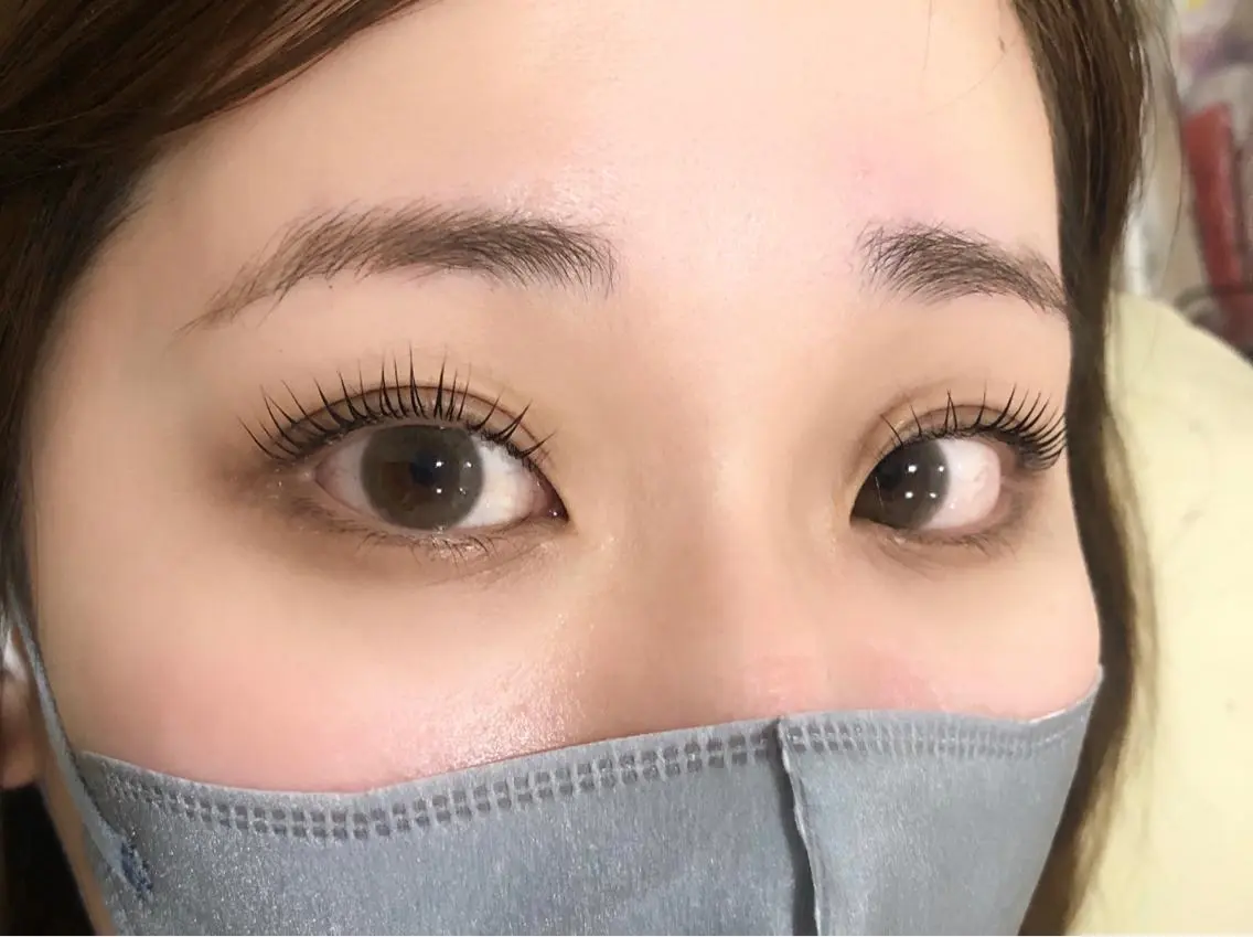 マツエク・マツパ フラットラッシュ パリジェンヌラッシュリフト まつげパーマ 下まつげエクステ 一重×まつ毛パーマ ami☾Belire Nail&eyeのマツエク・マツパデザイン