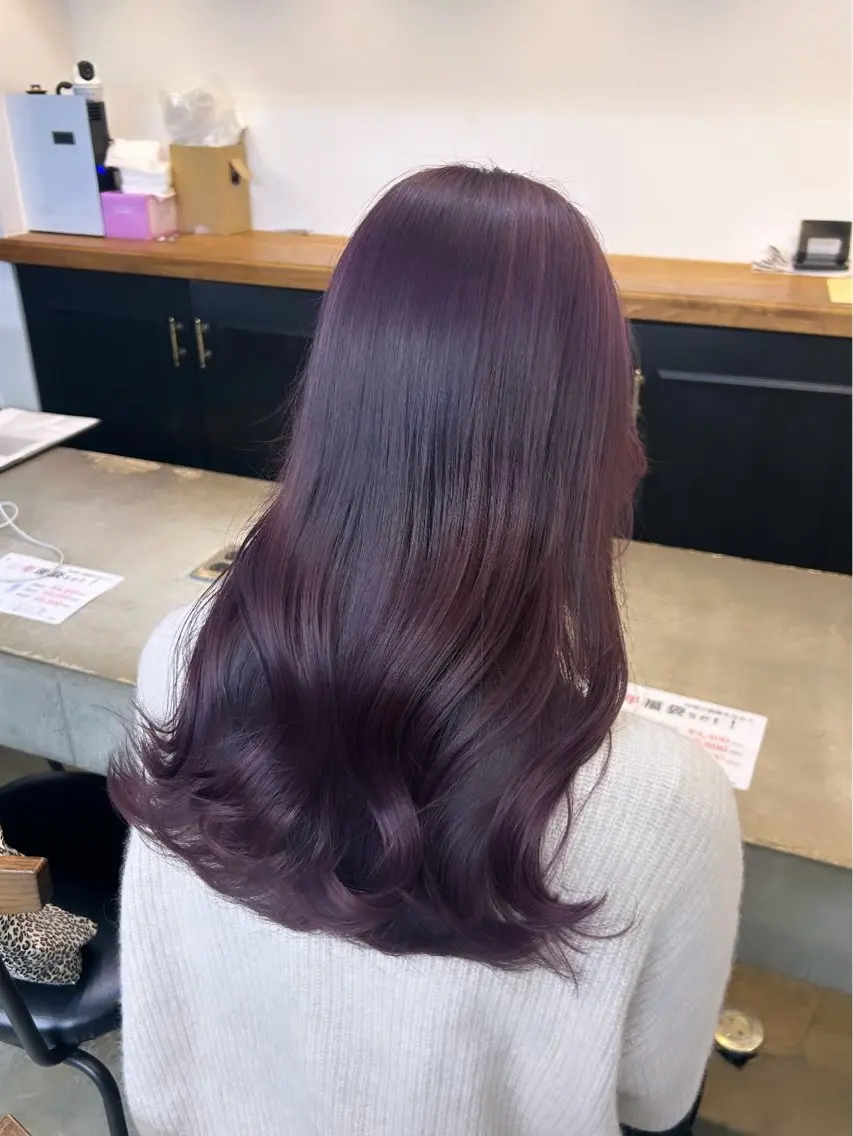 ロング カラー ヘアカラー トリートメント 🌷ラベンダーピンク 顔まわり🌷ねいろのヘアスタイル