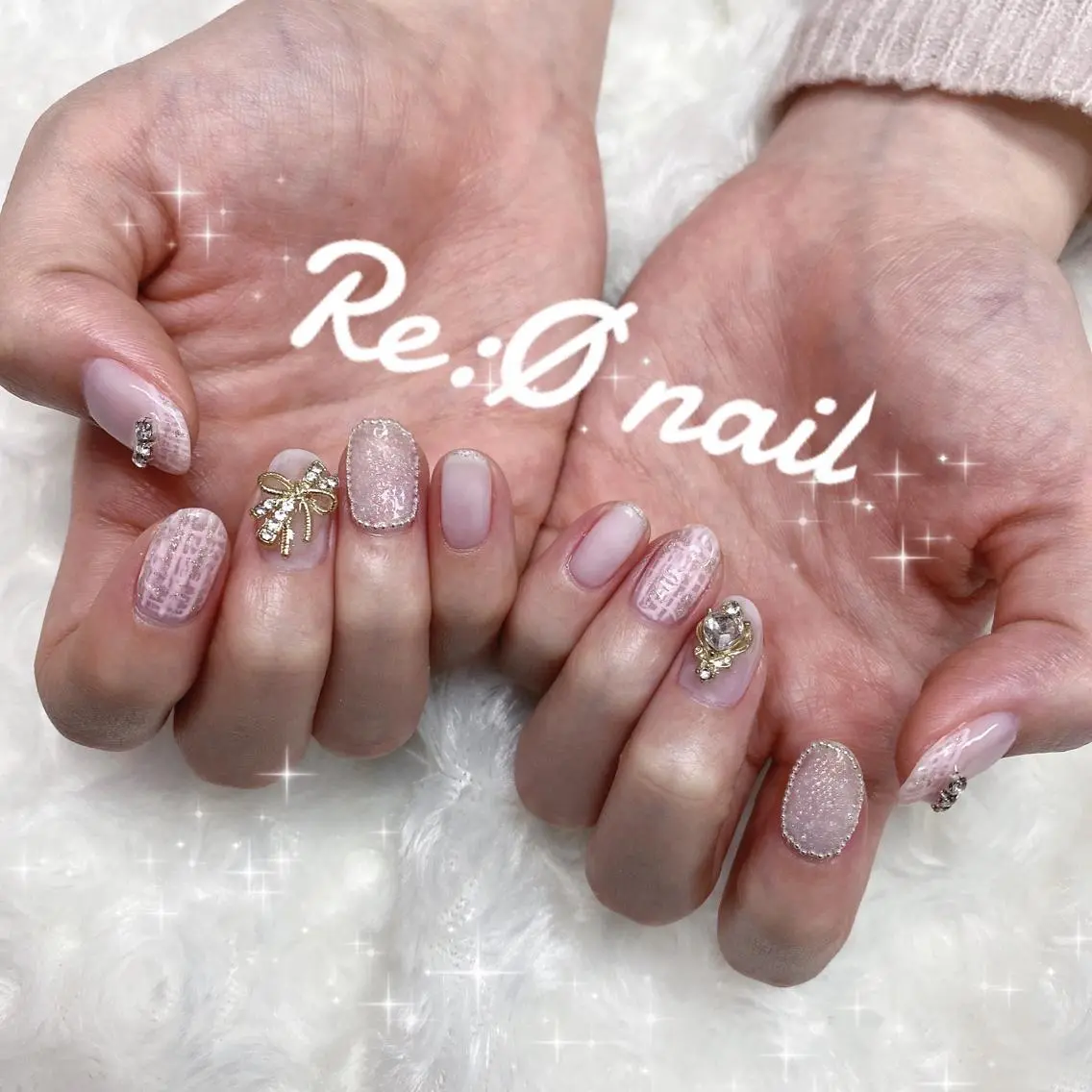 ネイル ツイードネイル ハンドネイル Re:Ø nail 🩵TSUJIのネイルデザイン