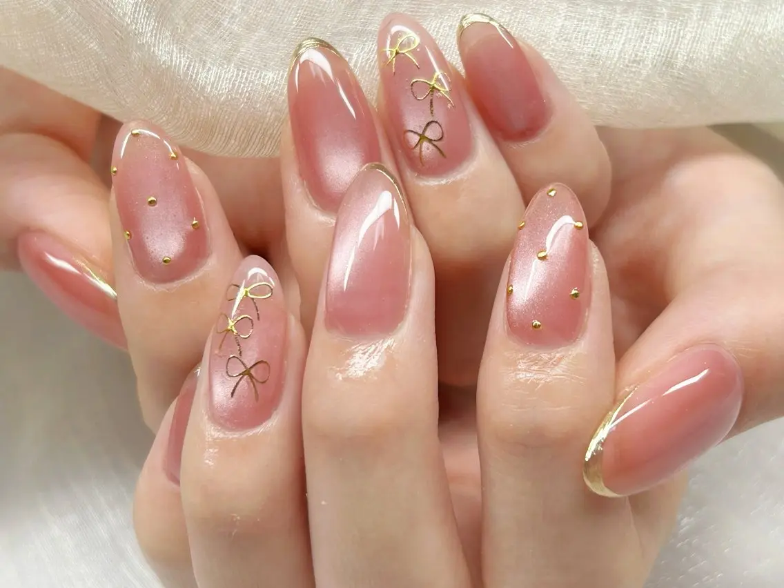 ネイル アートネイル チークネイル 成人式 入学式 長さ出し ハンドネイル Lino Nailのネイルデザイン