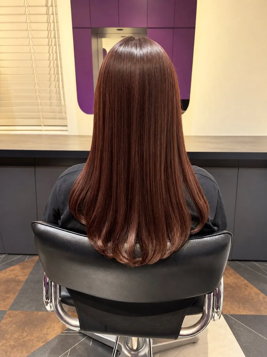 ロング カラー ブラウンカラー ピンクカラー ピンクブラウン ロング ✨輝く艶カラー✨ 加藤まりえのヘアスタイル
