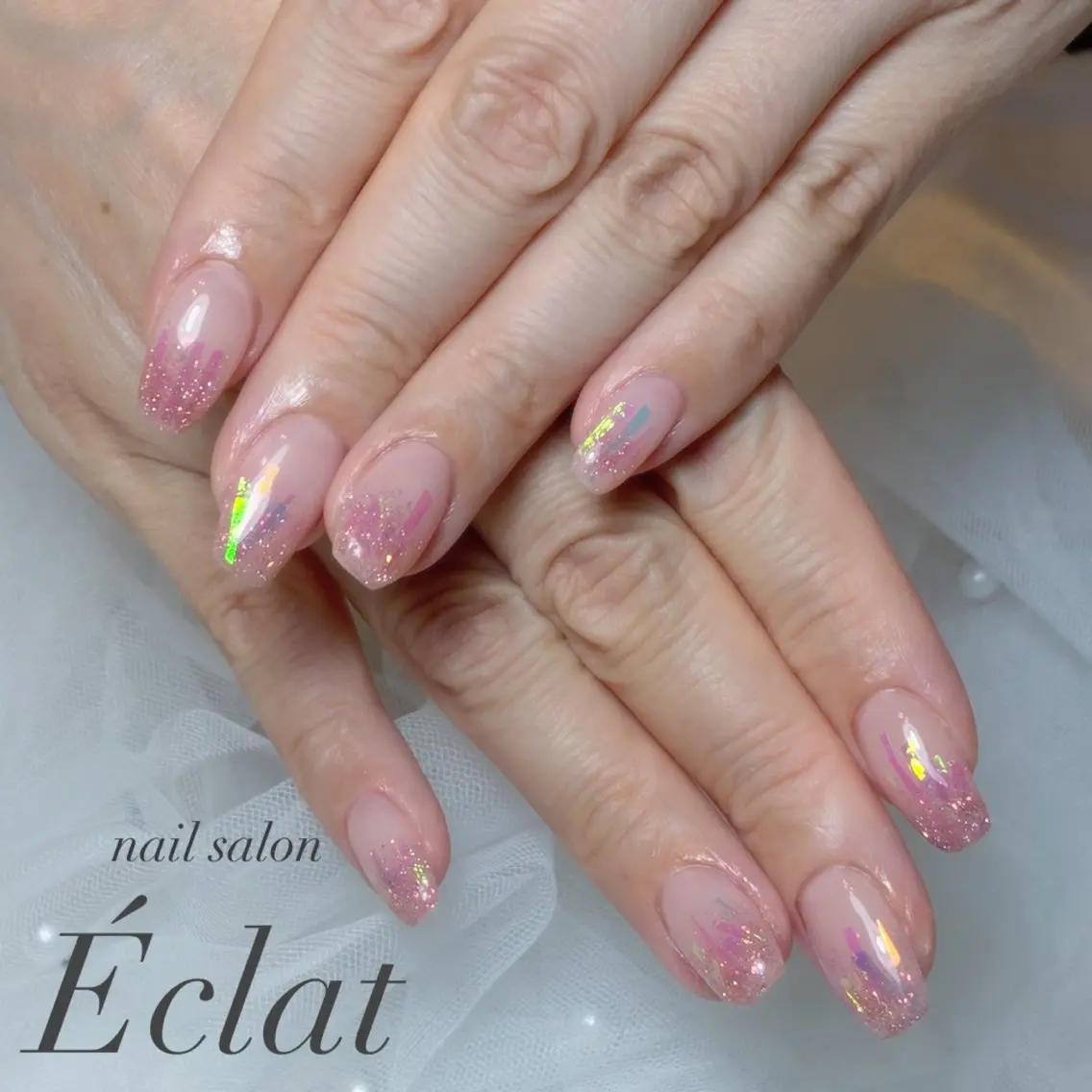ネイル オーロラネイル ハンドネイル nail salon Éclatのネイルデザイン