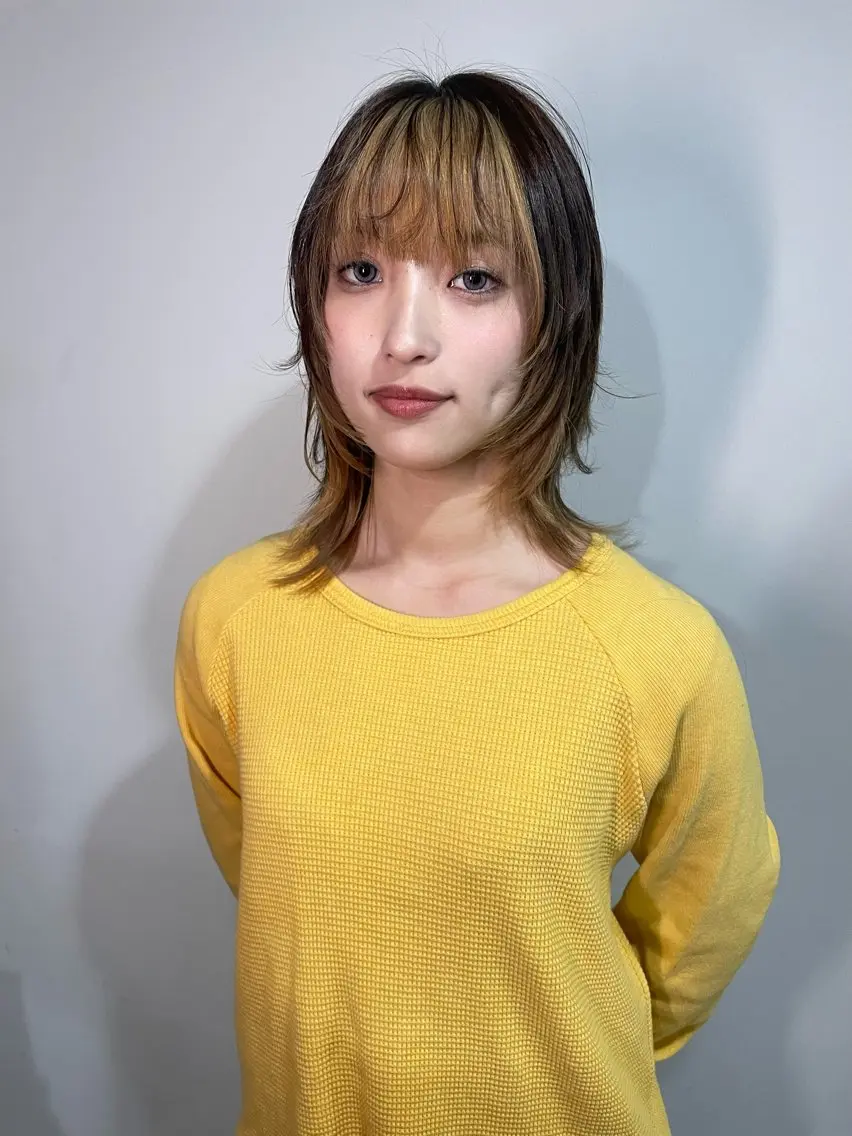 ミディアム カラー ヘアカラー ボブカットモデル/ ハイトーン/ゆうあのヘアスタイル
