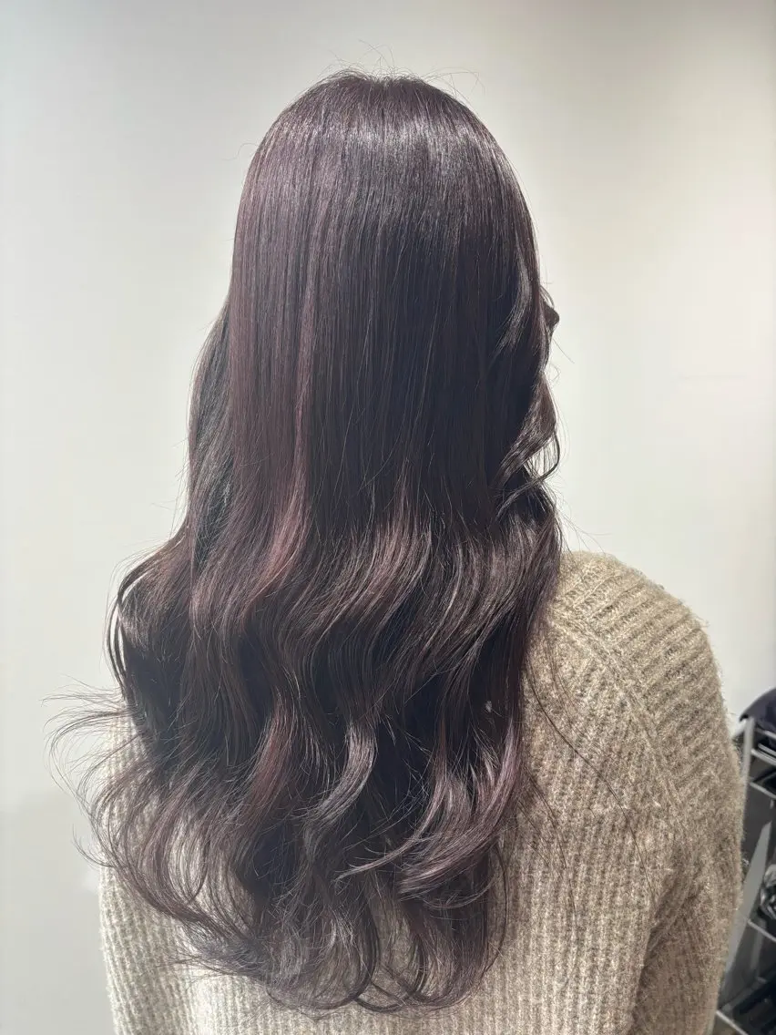 ロング ピンクブラウン ヘアカラー MAKI/名駅/ セット/透明感カラーのヘアスタイル