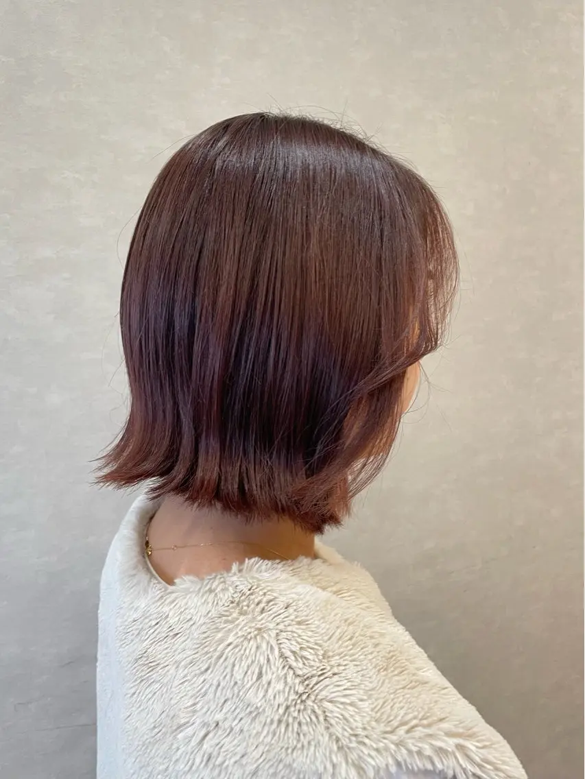 ミディアム カラー ブラウンカラー ピンクカラー ピンクブラウン 小川 泉美のヘアスタイル