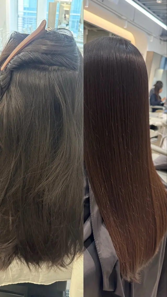 ロング 縮毛矯正 芝 﨑のヘアスタイル