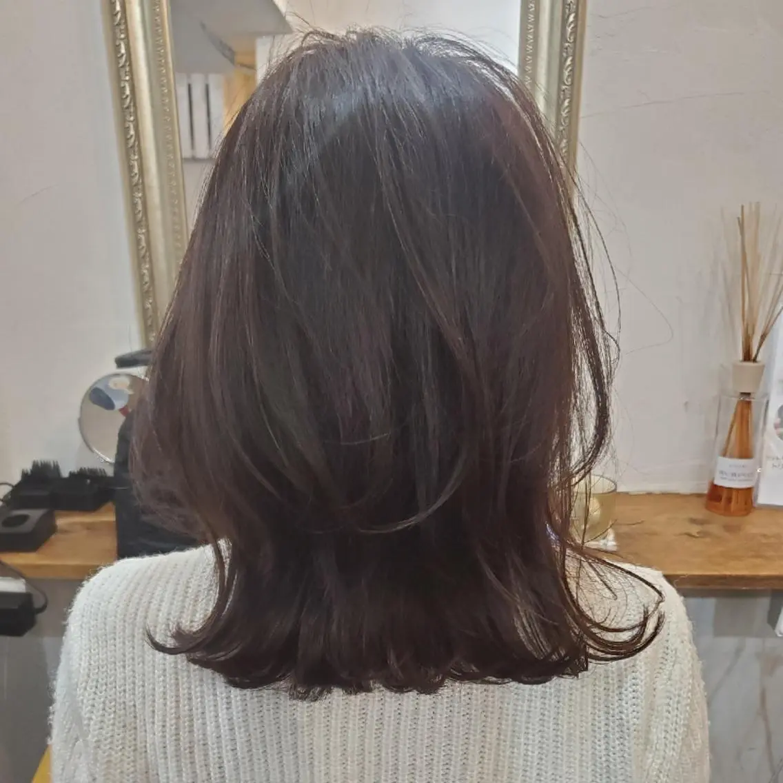 ミディアム カラー カット ヘアカラー トリートメント 韓国レイヤー柔らかい 地毛風縮毛矯正／マツのヘアスタイル