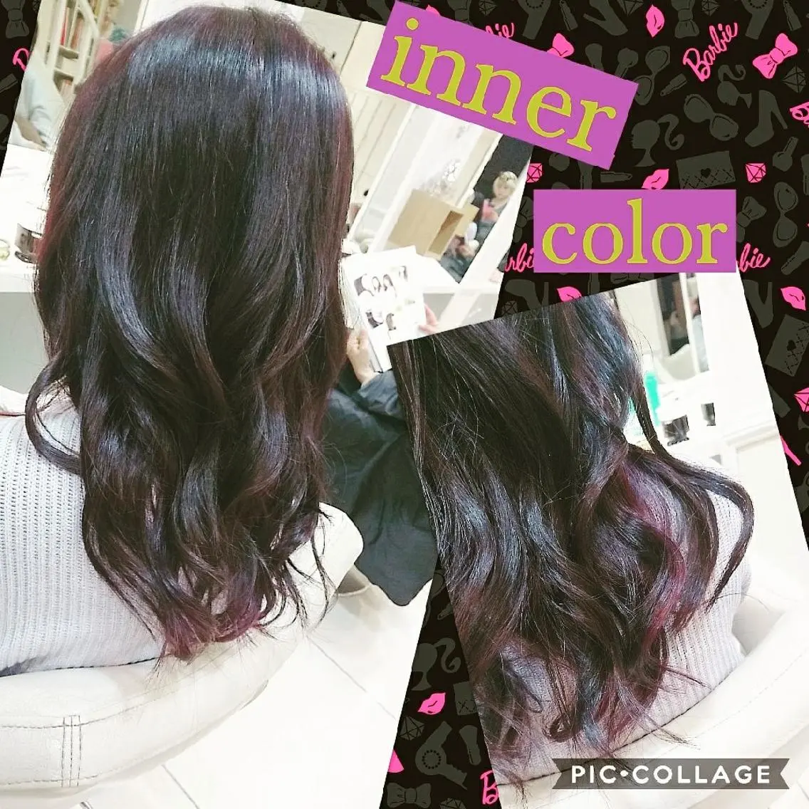 セミロング カラー ブリーチ イルミナカラー インナーカラー パープルカラー トリートメント 永島 桜のヘアスタイル