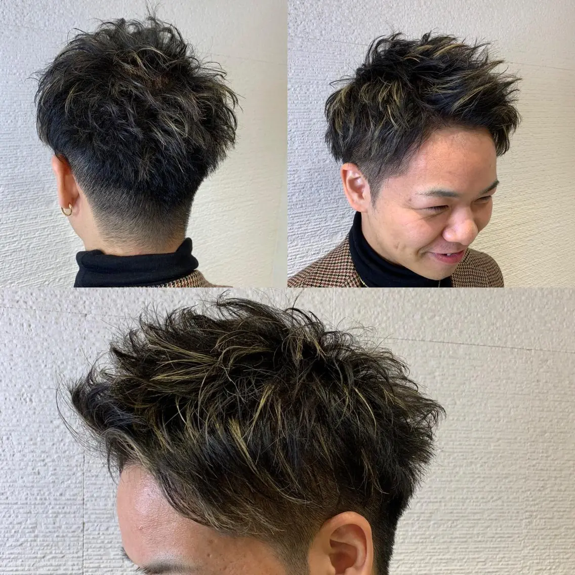ショート カラー ヘアアレンジ メンズ メンズハイライト ツーブロック 刈り上げ ハイライトカラー ハイライト 白髪ぼかしハイライト 茗荷谷駅徒歩2分のヘアスタイル