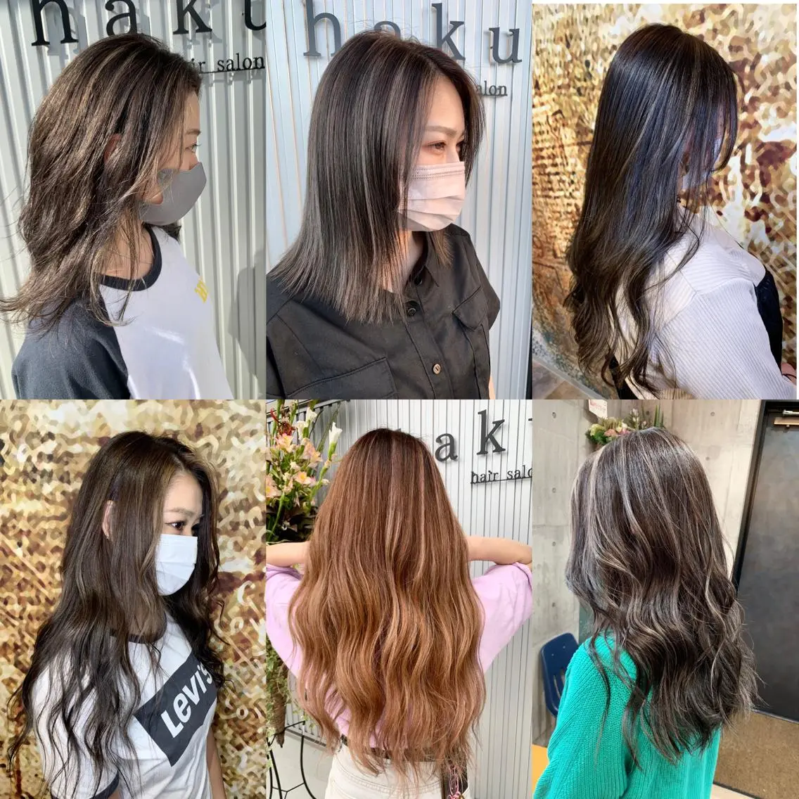セミロング ハイライト カット ヘアカラー yoshihara yuukiのヘアスタイル