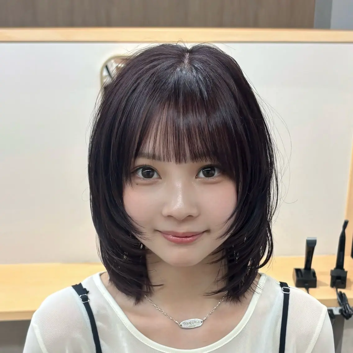 ミディアム ミディアムレイヤー パープルカラー レイヤーカット カット ヘアカラー トリートメント レイヤー/艶々カラー /縮毛矯正/うみ🌟のヘアスタイル