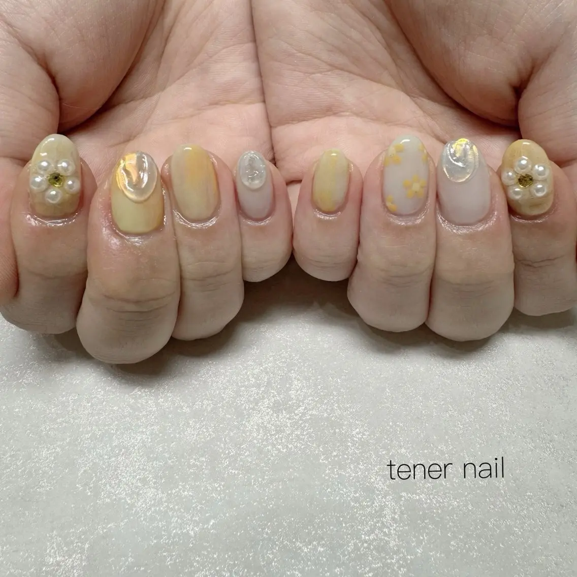 ネイル フラワーネイル 春ネイル ハンドネイル テネルネイル tener nailのネイルデザイン