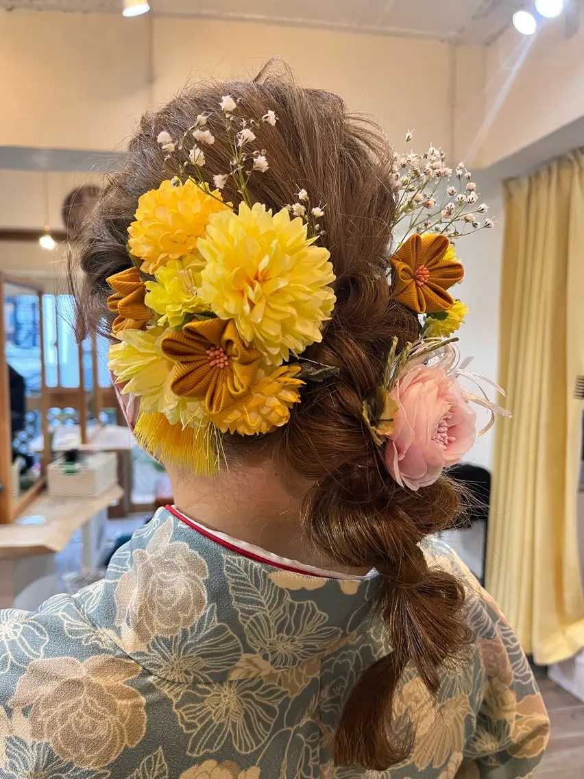 セミロング ヘアアレンジ 結婚式・ブライダル 卒業式のヘアスタイル 大澤 あんなのヘアスタイル