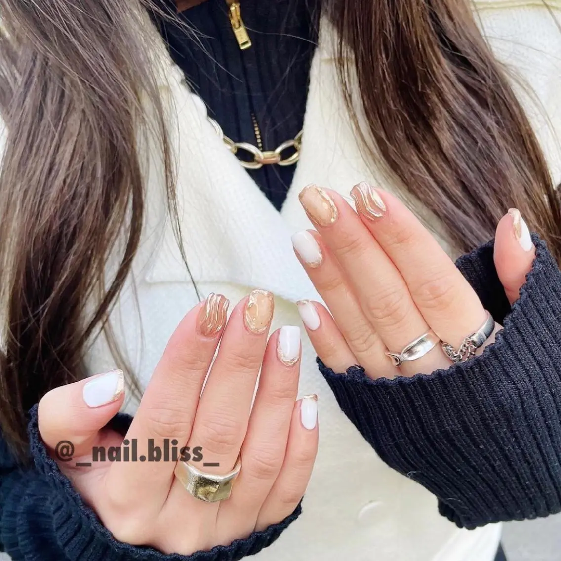 ネイル ニュアンスネイル ホワイト ハンドネイル NAIL BLISSのネイルデザイン