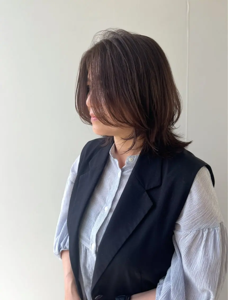ミディアム ヘアカラー トリートメント 松本 茜のヘアスタイル