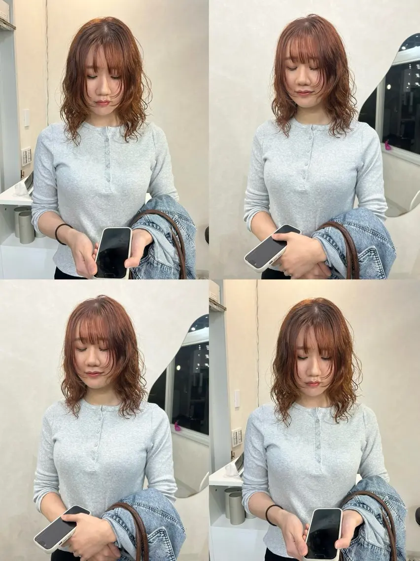 ミディアム パーマ カット パーマ 長山 茉白のヘアスタイル