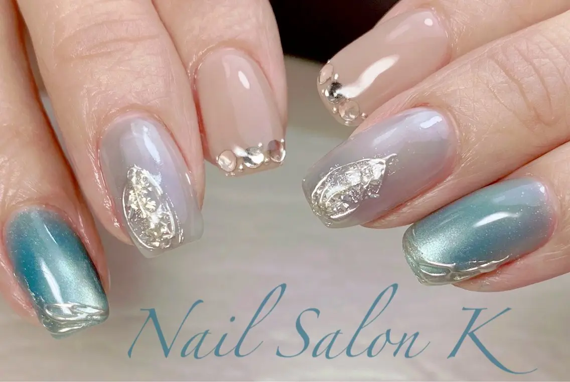 ネイル フレンチネイル マグネットネイル ストーンネイル ハンドネイル Nail Salon K 🧸美爪育成のネイルデザイン