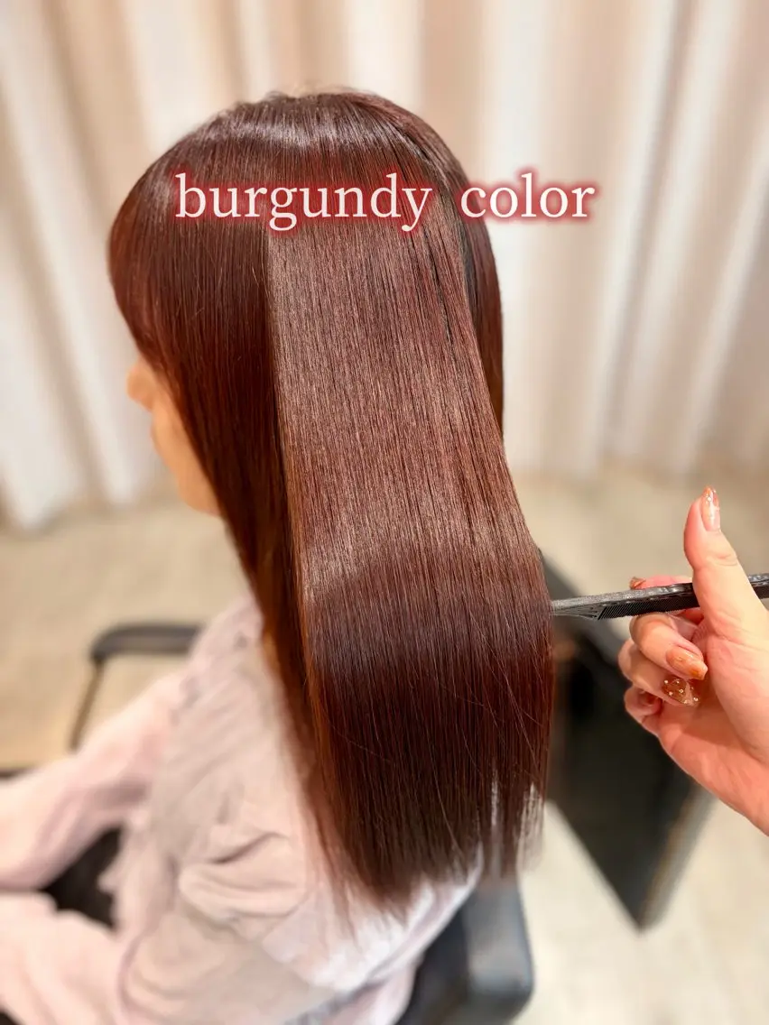 セミロング カラー ボルドーカラー ヘアカラー トリートメント 《艶髪質改善》 かのん☽⑅ ˖のヘアスタイル