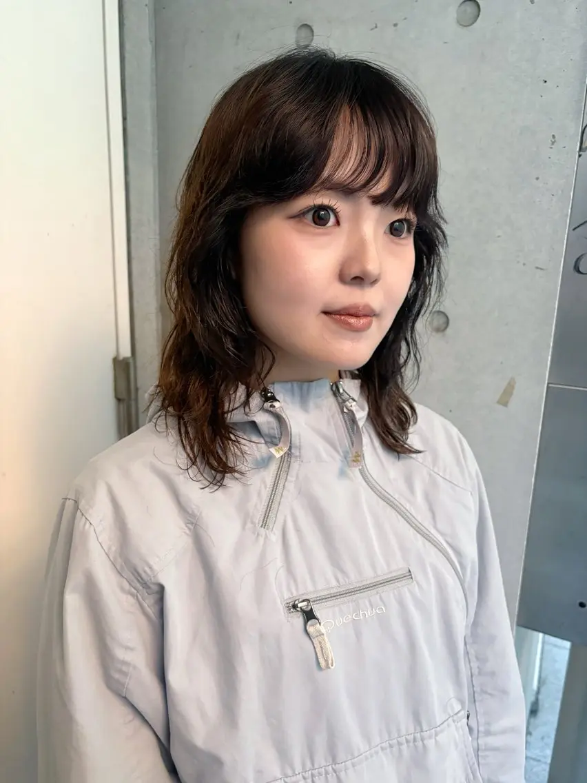 ミディアム パーマ カット パーマ ニュアンスパーマ 萩本直紀のヘアスタイル