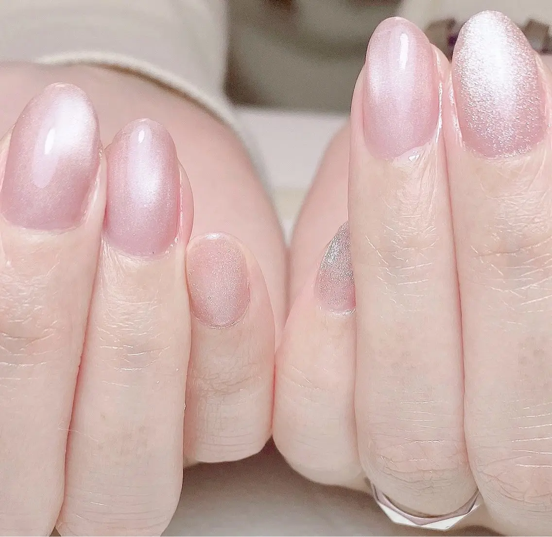 ネイル マグネットネイル オフィスネイル ピンク シンプルネイル ハンドネイル Nail Salon K 🧸美爪育成のネイルデザイン
