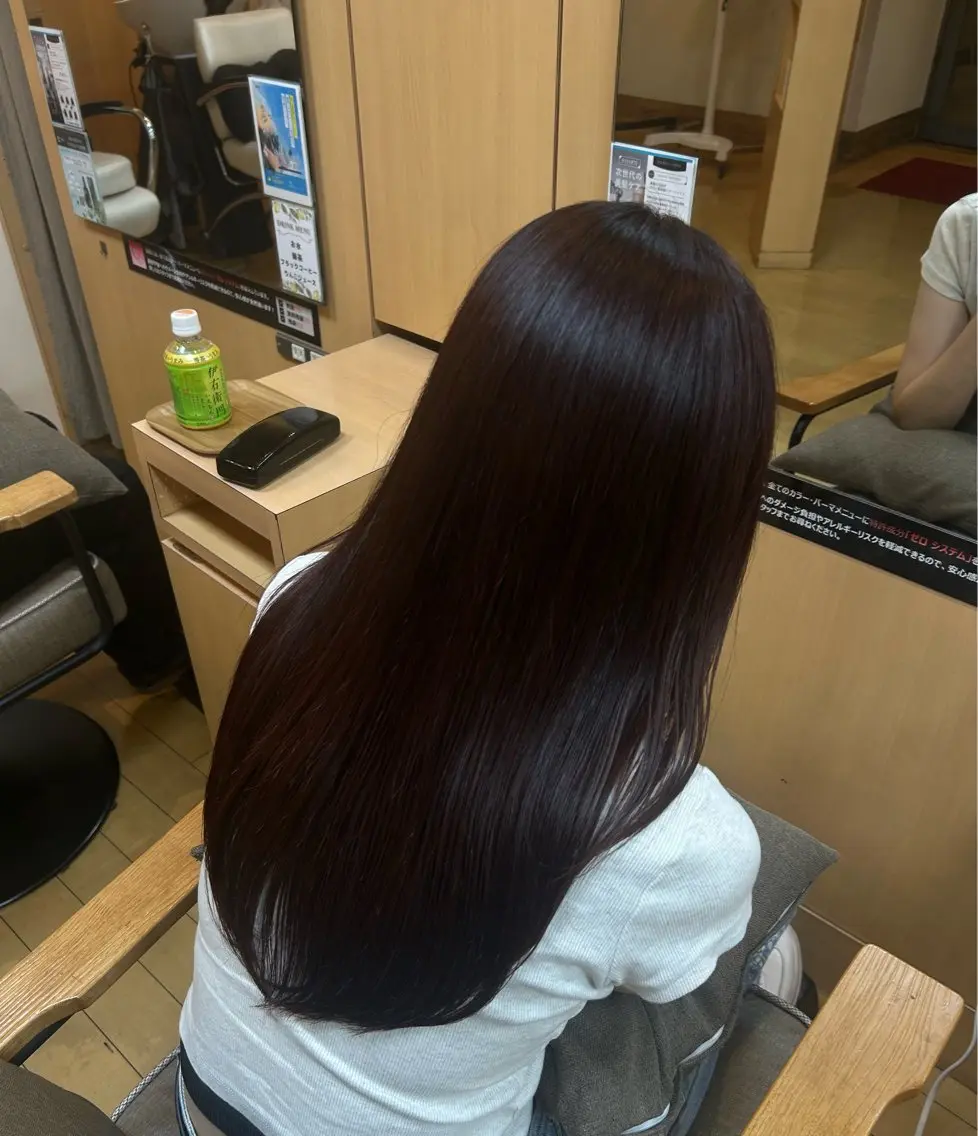 ロング カラー ボルドーカラー ヘアカラー ムラカミスグル カラーモデル様募集のヘアスタイル