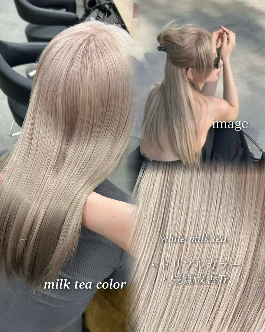 カラー ヘアカラー トリートメント ハイトーン/ツヤ感 カラー/mai‎のヘアスタイル