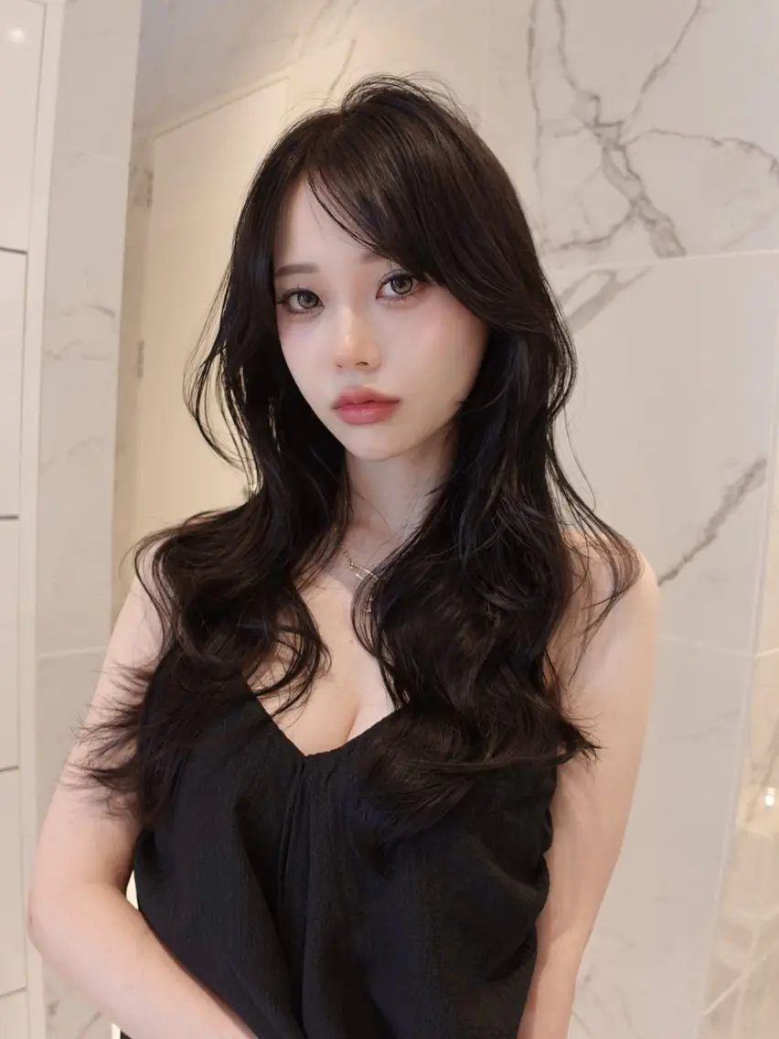 ロング レイヤーカット 小顔カット カット ヘアカラー 透明感カラー 🫧/つばめのヘアスタイル