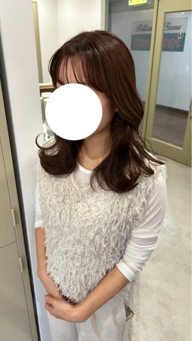 ミディアム カラー ブラウンカラー レイヤーカット ashiato mizukiのヘアスタイル