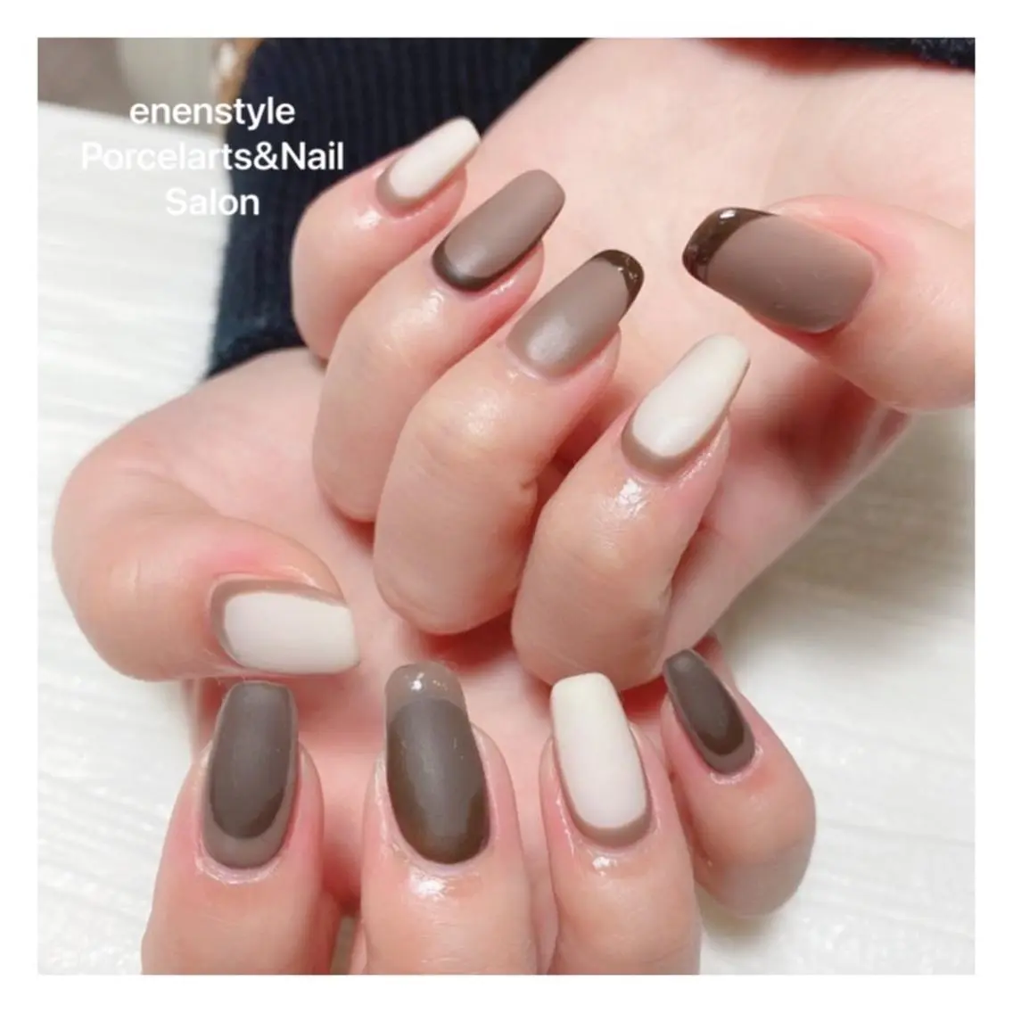 ミディアム ネイル ハンドネイル 🐾enen style 🐾のネイルデザイン