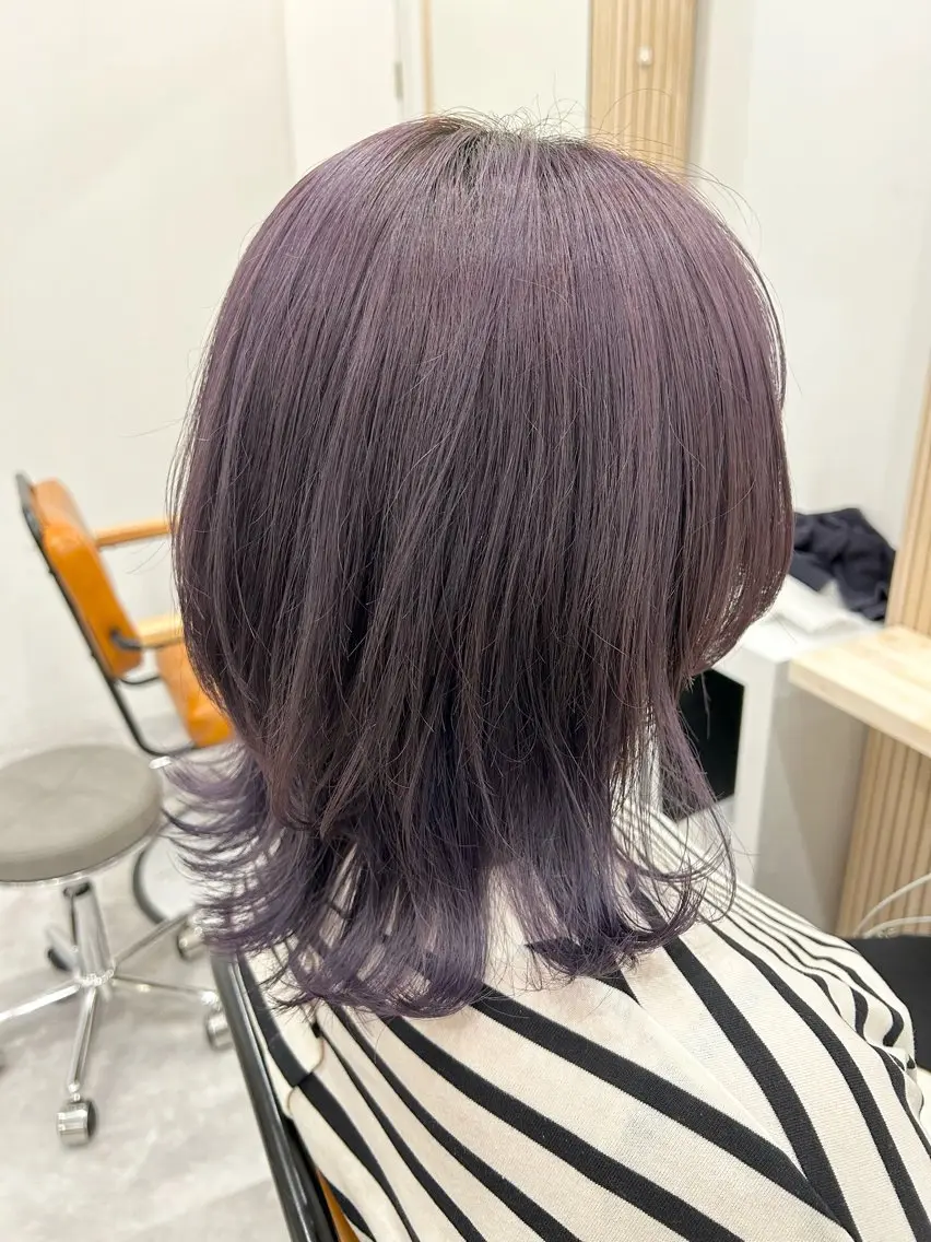 ミディアム カラー ボブレイヤー グレージュ ラベンダーカラー ラベンダーグレージュ ラベンダーグレー 顔まわりカット/ボブ /♡とーこ♡のヘアスタイル