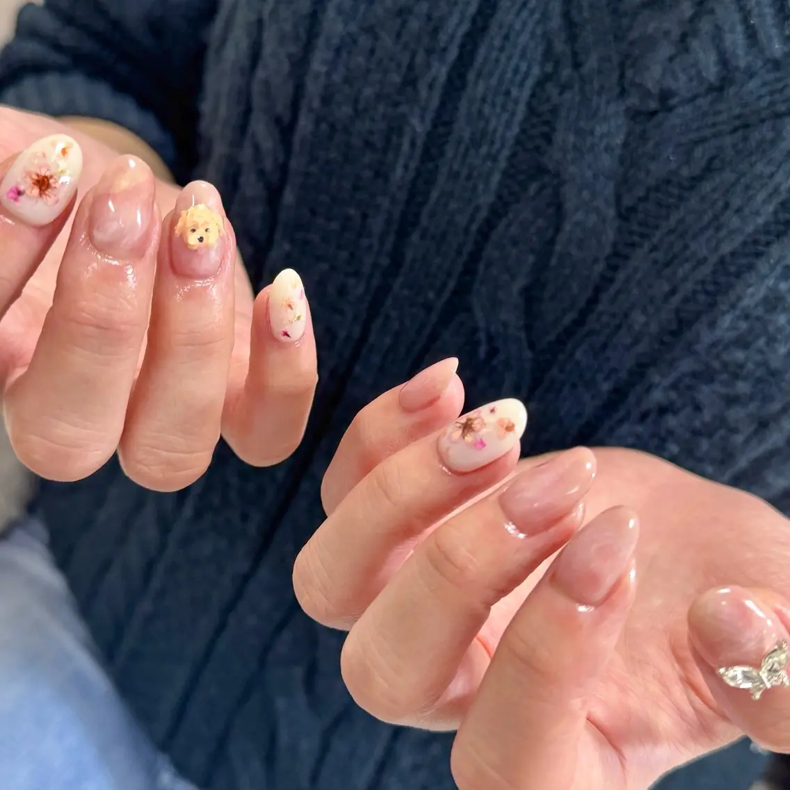 ネイル 桜ネイル フラワーネイル ニュアンスネイル ピンク 春ネイル ハンドネイル pointillé .ayaのネイルデザイン