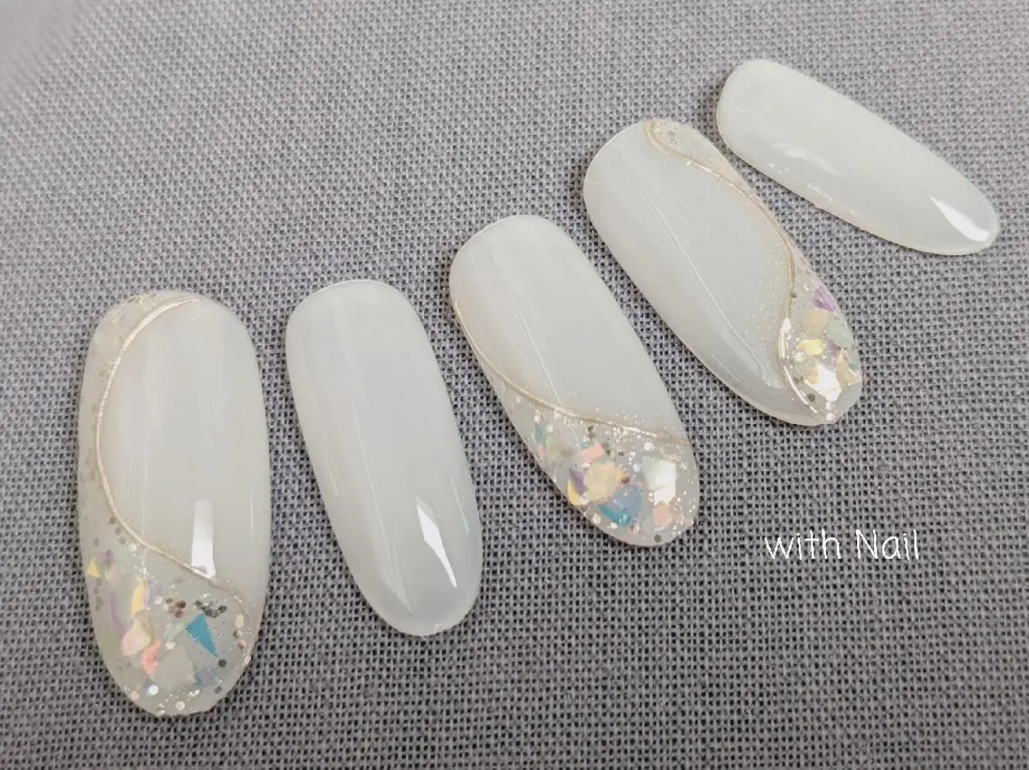 ネイル クリアネイル キラキラネイル ハンドネイル with Nail ナガヤのネイルデザイン