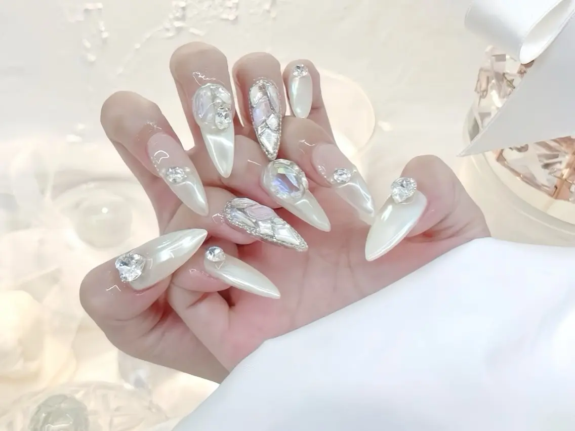 ネイル ブルー ジェルネイル ガーリー グラデーション グリーン ハンドネイル Rin Nail 新大久保店のネイルデザイン