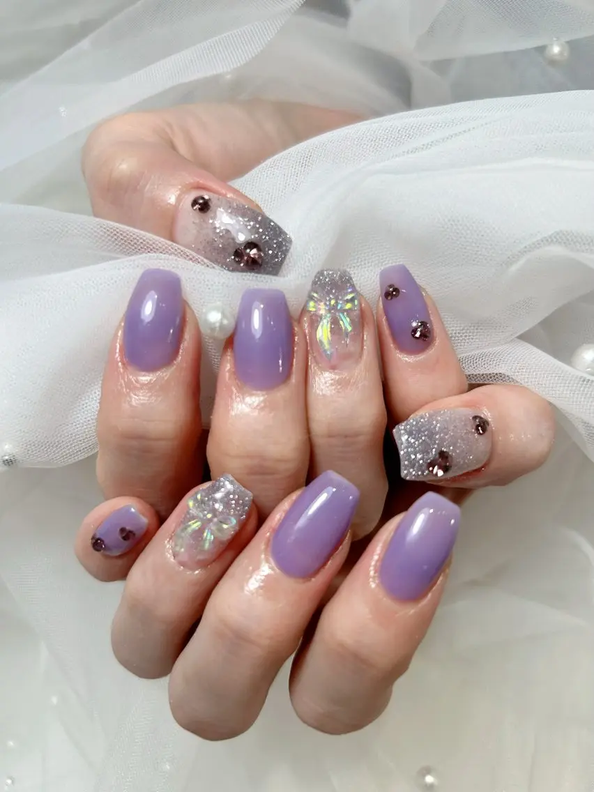 ネイル アートネイル 桜ネイル フレンチネイル ガラスフレンチ グラデーション ハンドネイル ハンドケア 🌈 Laule'aのネイルデザイン