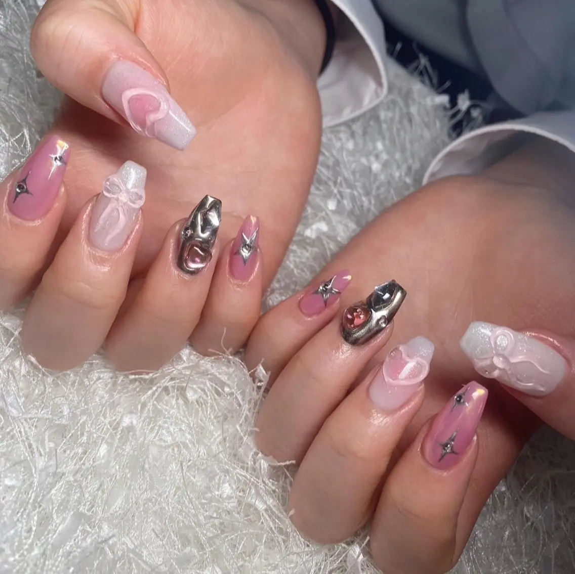 ネイル 長さ出し フレンチネイル ジェルネイル グラデーション 韓国ネイル Nail&eye Belire 新宿のネイルデザイン