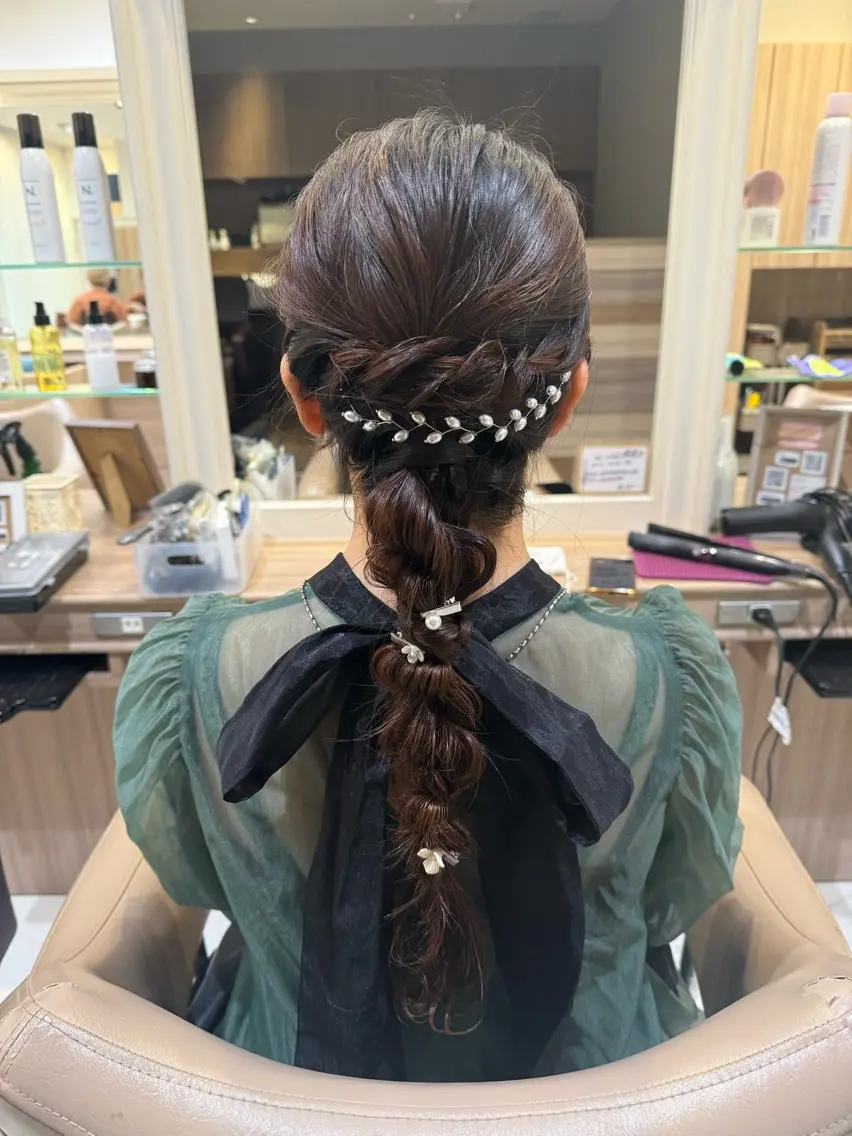 ロング ヘアアレンジ ヘアセット 韓国ヘアメイク🎀/ 縮毛矯正✨山本媛香のヘアスタイル