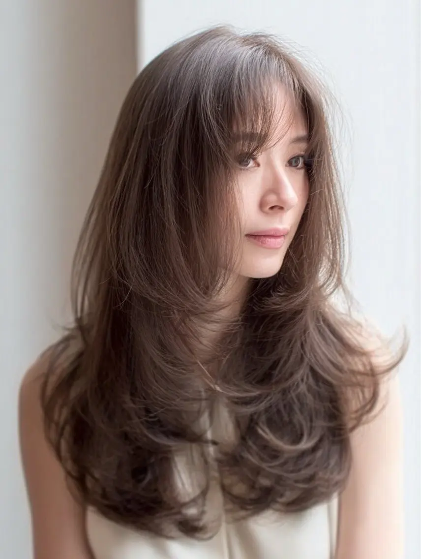 ロング カラー ヘアカラー 🍒モテ暖色カラー × うる艶✧ ゆなのヘアスタイル