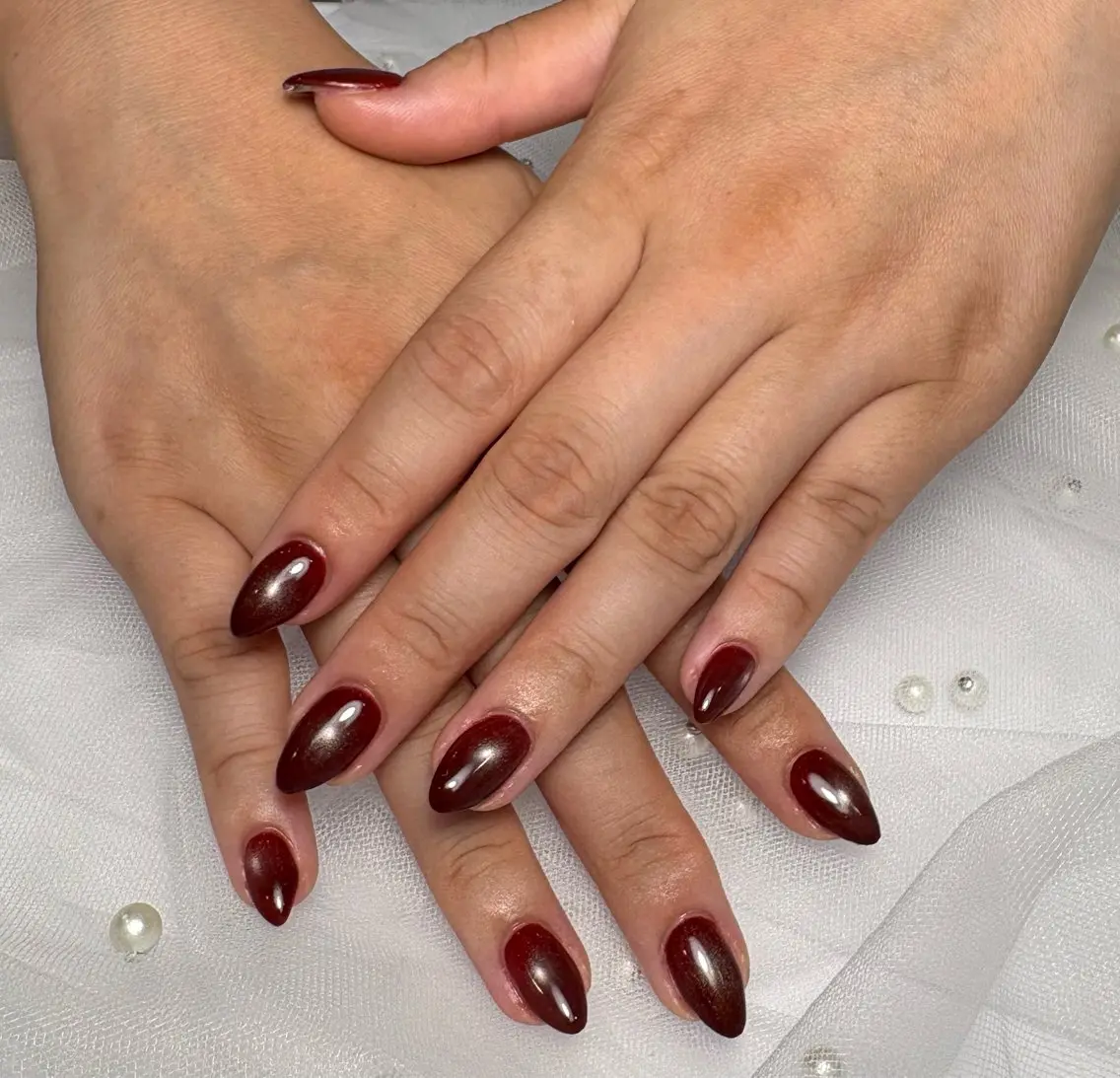 ネイル ボルドー マグネットネイル ワンカラーネイル ハンドネイル Ema Nail 東梅田店ミキのネイルデザイン