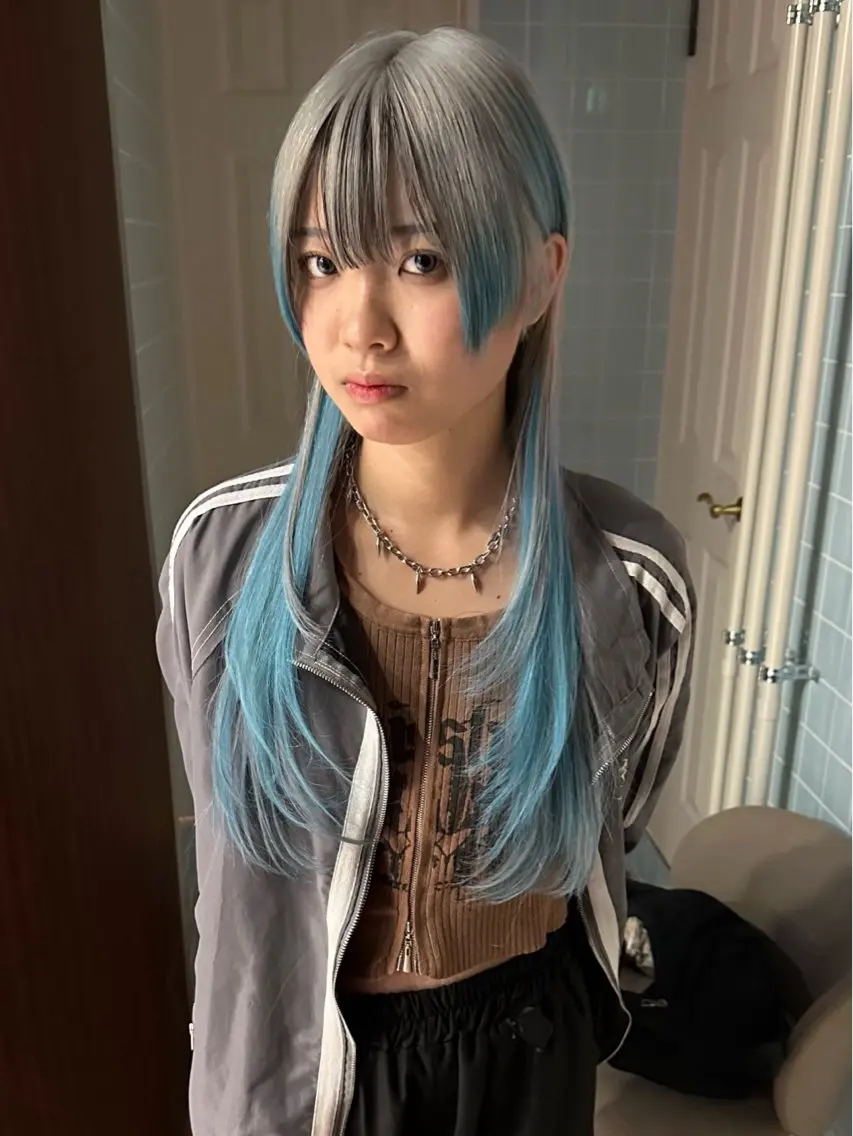 ロング カラー ブリーチ デザインカラー エクステ ロング ウルフカット カット ヘアカラー トリートメント エクステ ウルフ/レイヤー/ 渋谷🔮Yudaiのヘアスタイル