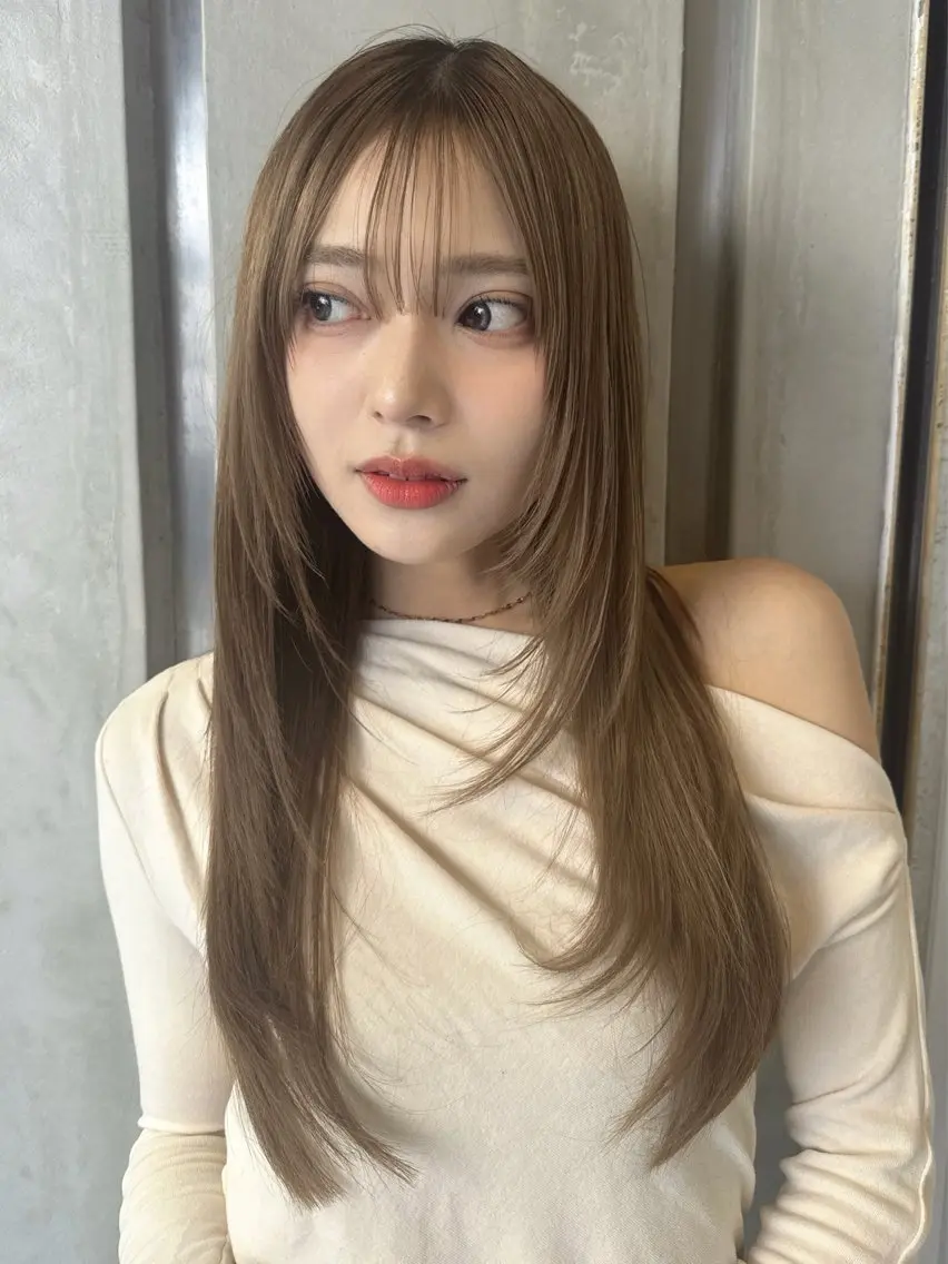 ロング カラー ベージュカラー 透明感カラー 顔まわりレイヤー レイヤーカット 小顔カット カット ヘアカラー トリートメント 💎透明感カラー特化 💎TAISEIのヘアスタイル