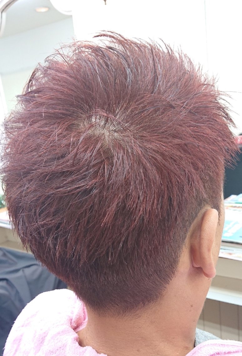 ショート カラー メンズ レッドカラー 森長 咲子のヘアスタイル