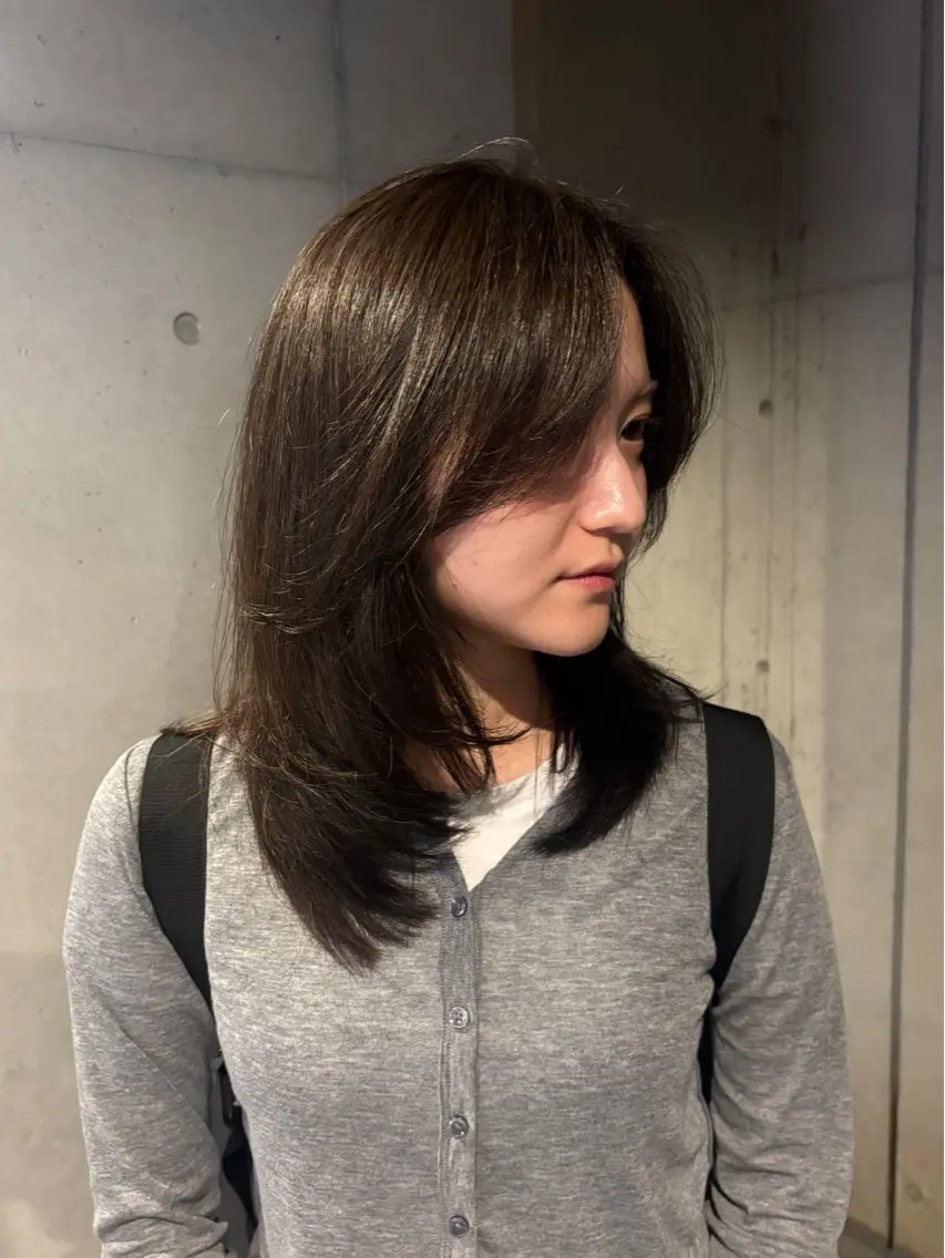ミディアム カラー カット ヘアカラー トリートメント 韓国レイヤー/透明感 カラー/RIN🎀のヘアスタイル