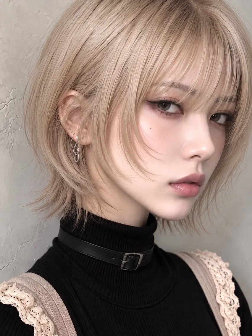 ショート カラー カット ヘアカラー 自撮りしたくなる💜 ウルフ・小顔カットのヘアスタイル
