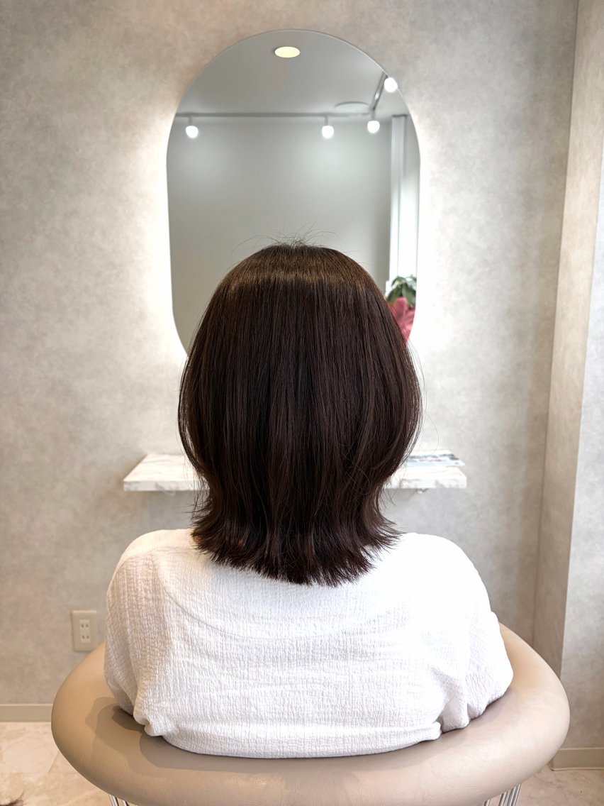 ミディアム カラー くびれヘア レイヤーカット カット ヘアカラー トリートメント 髪質改善/白髪染め ヘッドスパ/片岡良太のヘアスタイル
