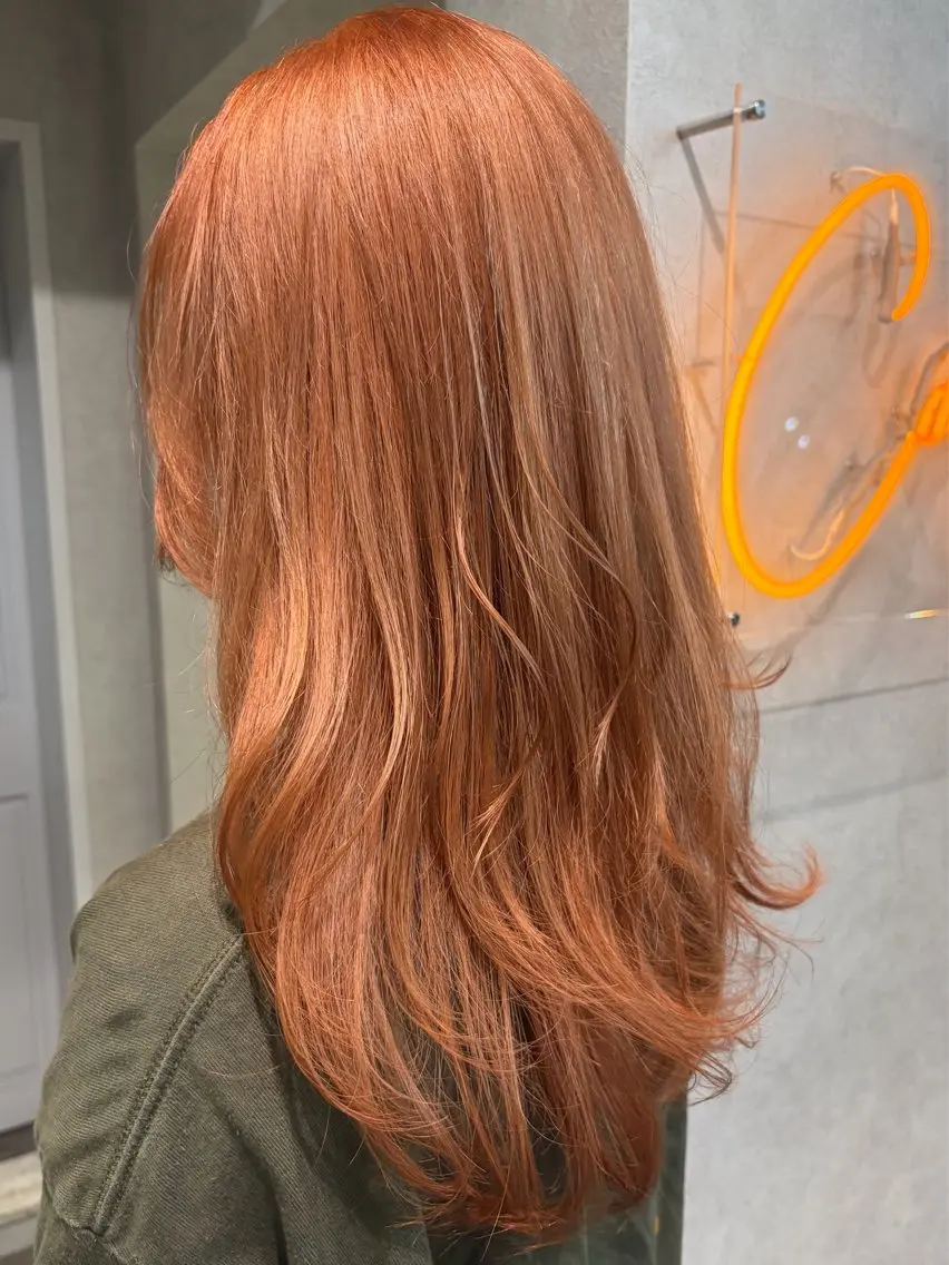 ロング カラー ベージュカラー オレンジ オレンジベージュ ヘアカラー 透明感カラー🫧🎀 まりなのヘアスタイル