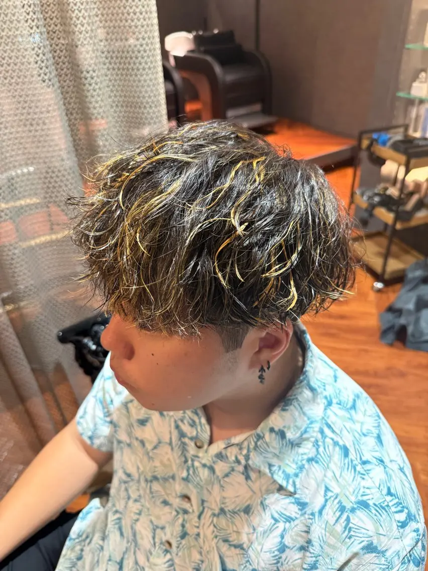 ショート カラー パーマ メンズ メンズデザインパーマ 毛流れカット 堀 綺のヘアスタイル