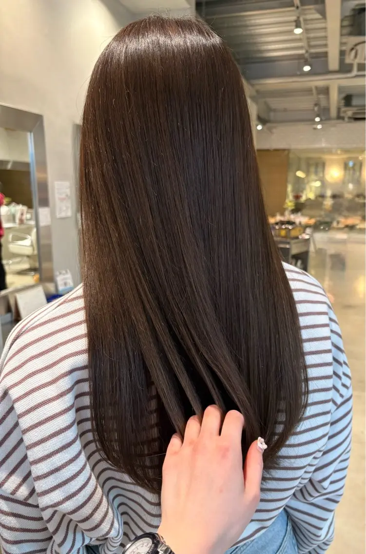 ロング カラー 透明感カラー イルミナカラー オレンジ 樋口 花穂のヘアスタイル