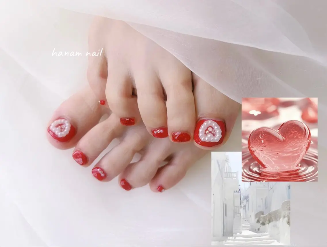 ネイル フットネイル hanam nail 🌿🩵ハナムネイルのネイルデザイン