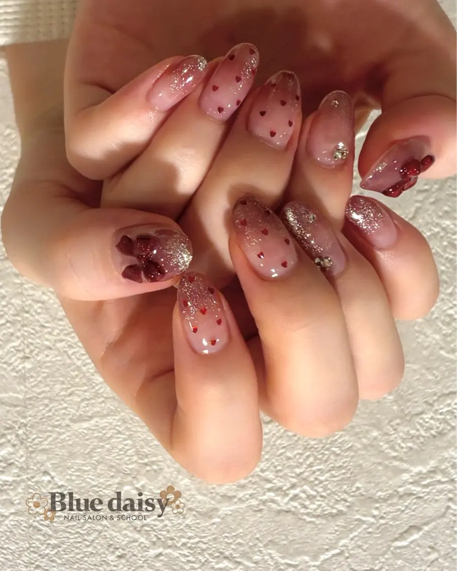 ネイル ジェルネイル ガーリー 韓国ネイル マグネットネイル 持ち込み ハンドネイル Blue daisy 栄本店のネイルデザイン
