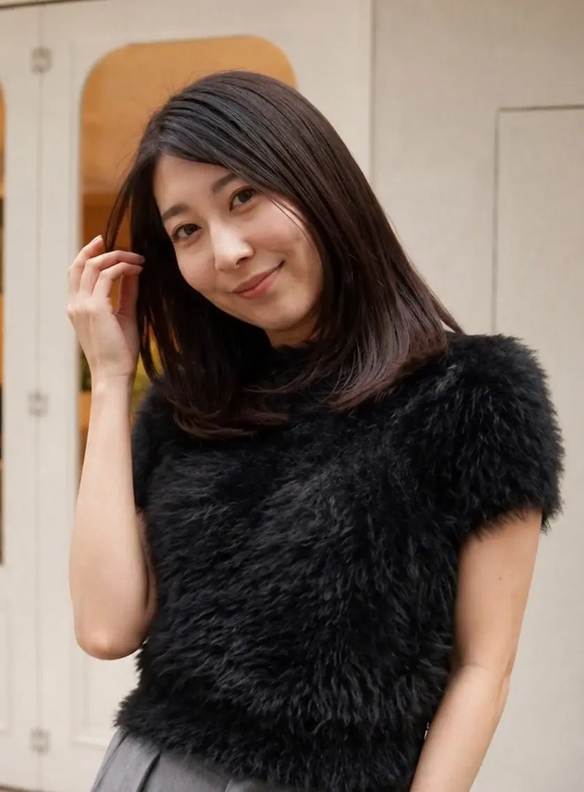 セミロング カラー カット ヘアカラー 梅本 佳容子のヘアスタイル